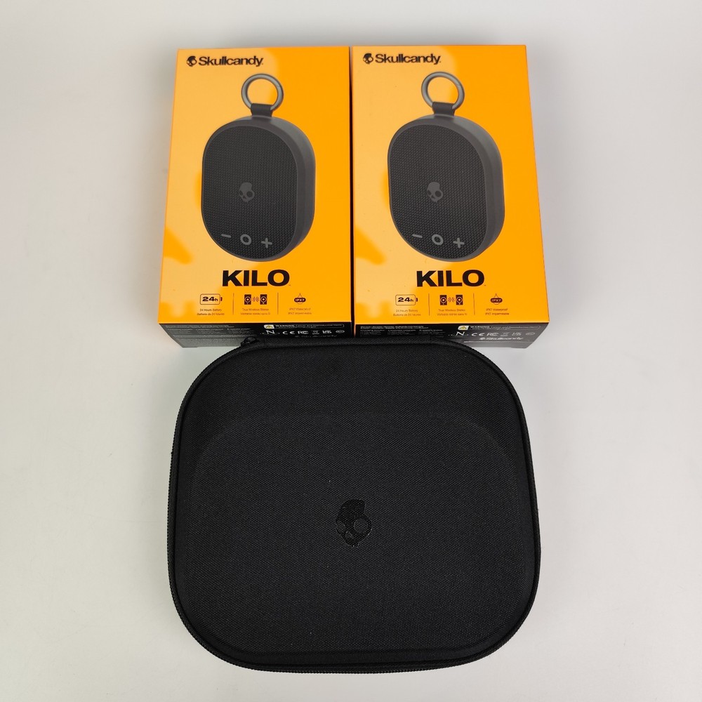 Skullcandy Kilo Wireless Bluetooth Speaker with Case Bundle, 2-pack, Color Black