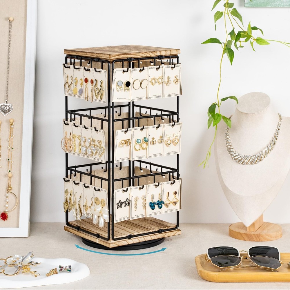 360 Rotating Earring Display Stands for Selling, Earring Rack Display Holder ...