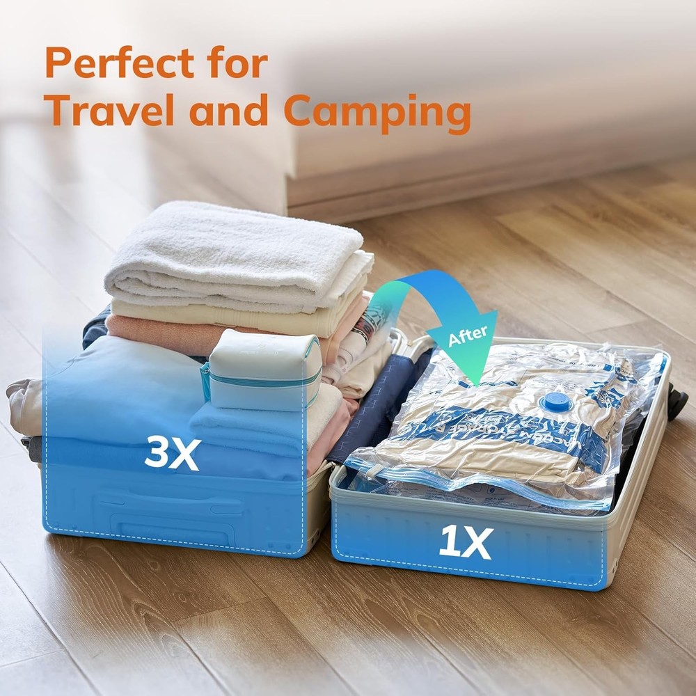 Vacuum Luggage Storage Bags with 12Pack+Wireless Pump, Pump
