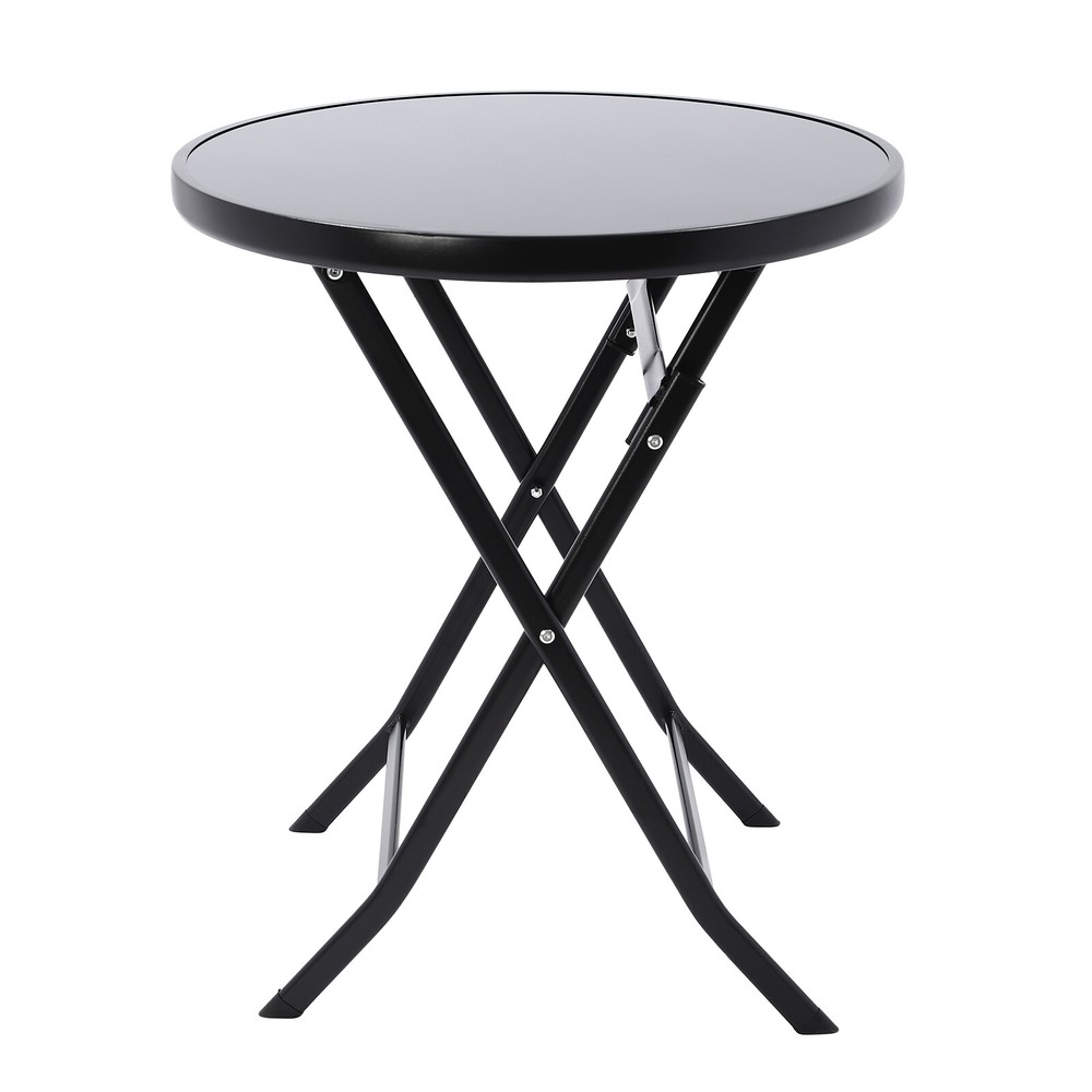 Patio Glass Coffee Table Side Table Round Patio Backyard Garden Balcony Table