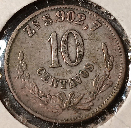 1882 Zs S Mexico 10 Centavos