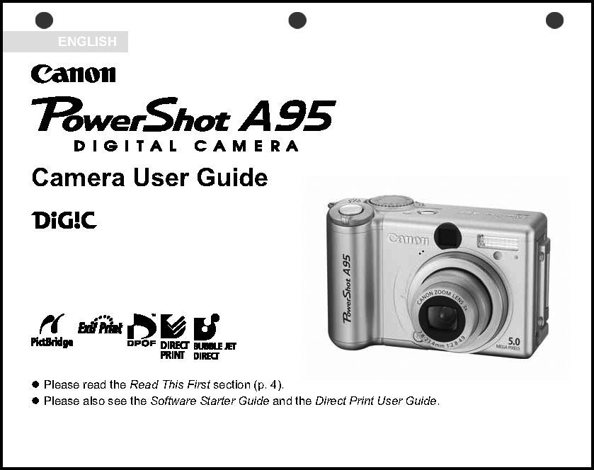 Canon Powershot A95  Digital Camera User Guide Instruction  Manual