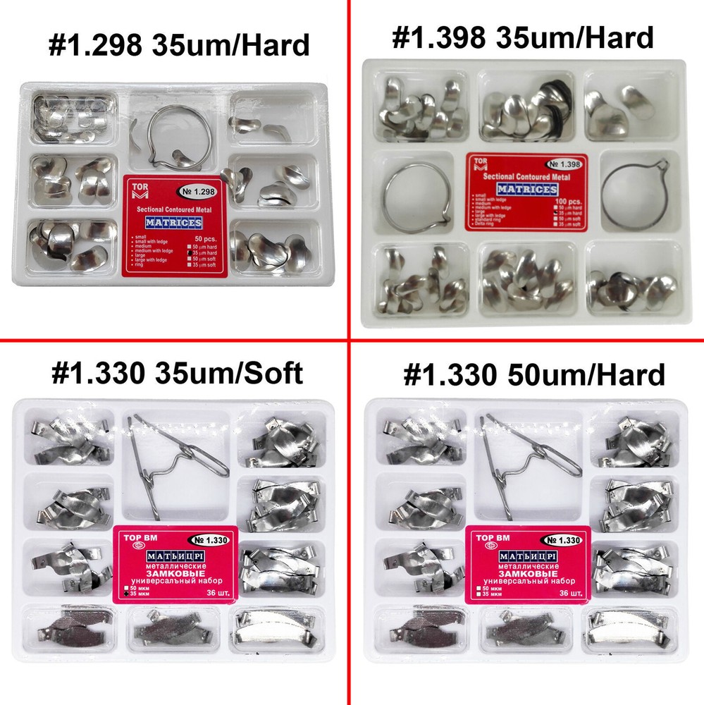 Dental Refill Sectional Contoured Matrices Matrix Delta Ring Clamp Wedges Kit