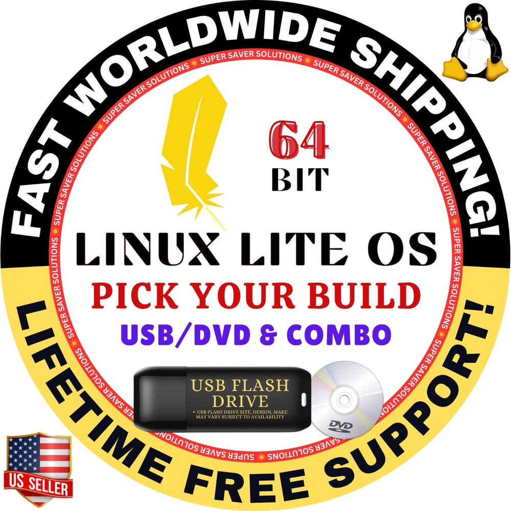 LINUX LITE OS - PICK YOUR VERSION - 64BIT LIVE/ FULL USB, DVD MAC, PC | LATEST