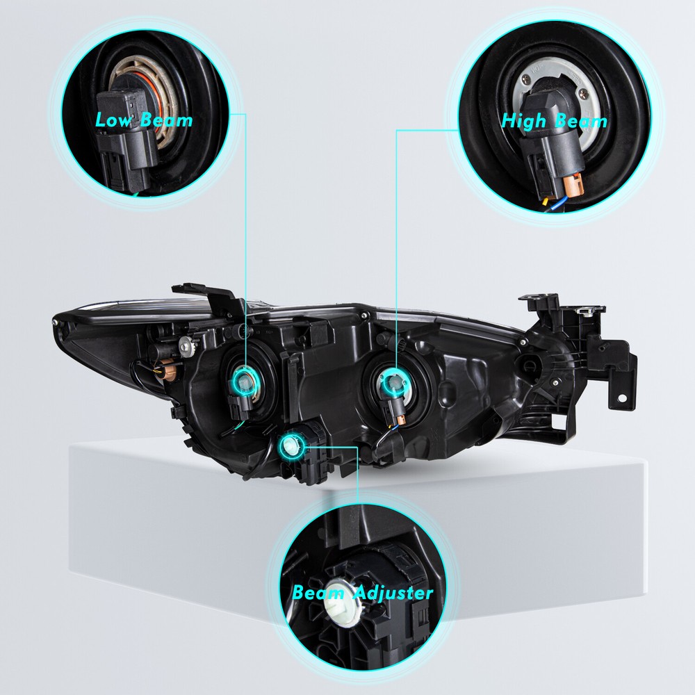 For 2014-2017 Mazda 6 Halogen Headlights Assembly Driver & Passenger Side w/Bulb