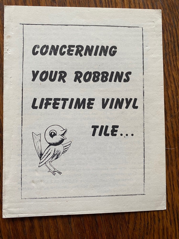 Product Insert Robbin’s Lifetime Vinyl Tile.