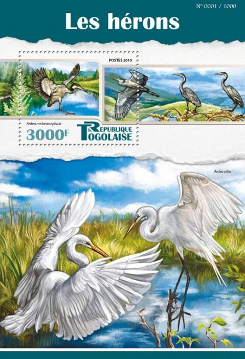 2015 TOGO MNH. HERONS    Y&T Code: 1052  |  Michel Code: 7017 / Bl.1219