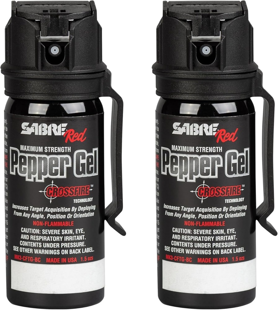 Pepper Gel 1.5 fl oz Black 2 Pack SABRE Crossfire Deploys Angle Maximizes Target