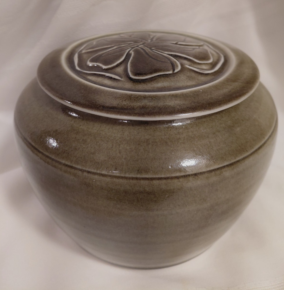 Vintage Studio Pottery Large Lidded Jar Signed E Kreusling 1977