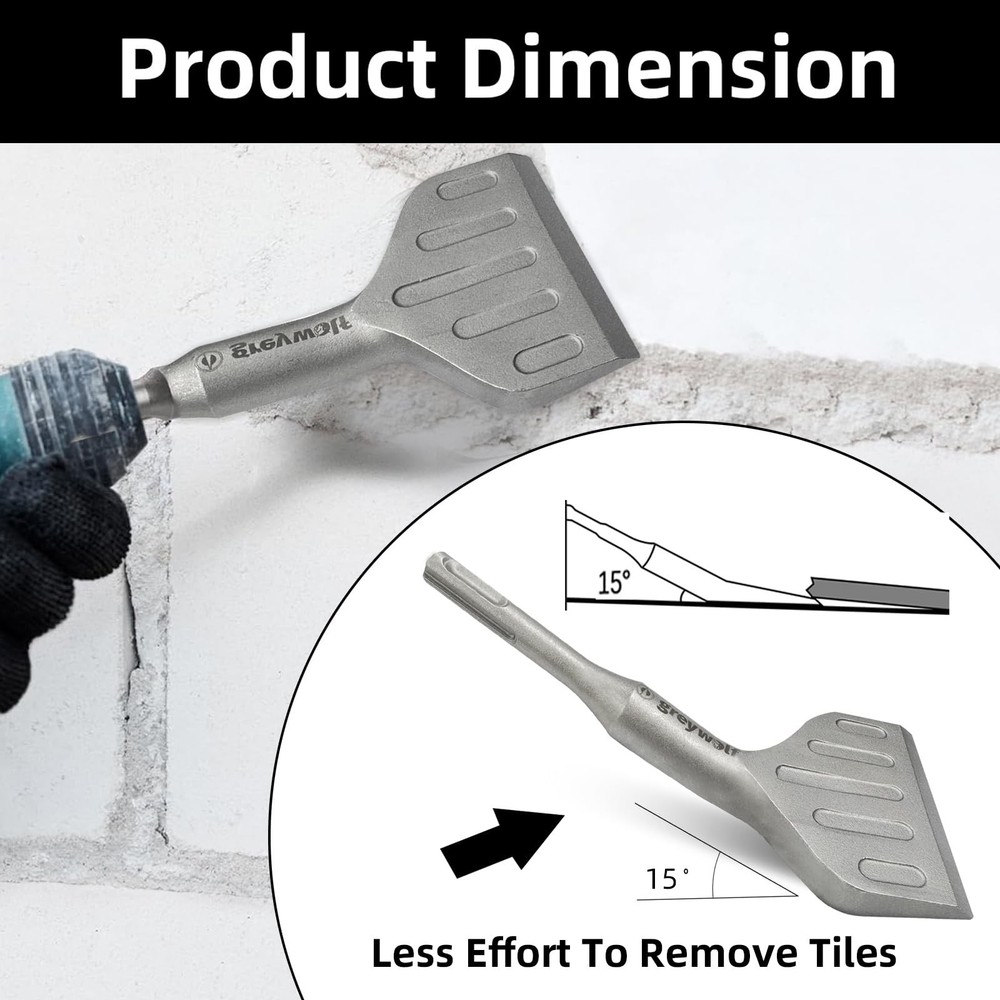 Greywolf SDS Plus Chisel Drill Bit, 3 Inch 20° Crank Angle Wide Bend Chisel