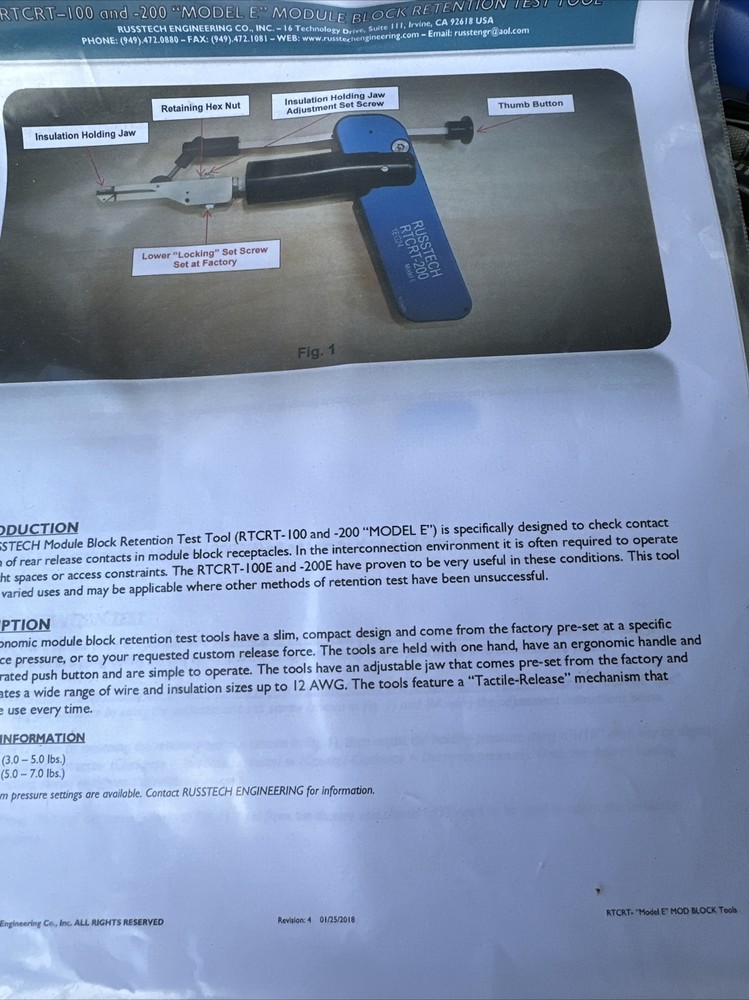 RUSSTECH RTCRT-200 1 EG24 Model E Block Retention Tool