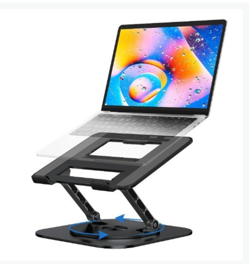Rotating Laptop Stand for Desk Adjustable Height A-Silver