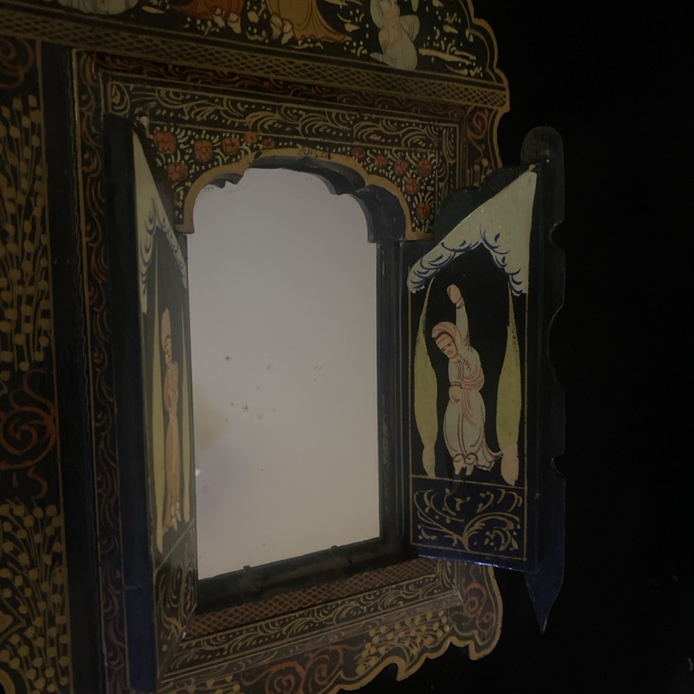 Antique Handpainted Qajar Laquer Mirror