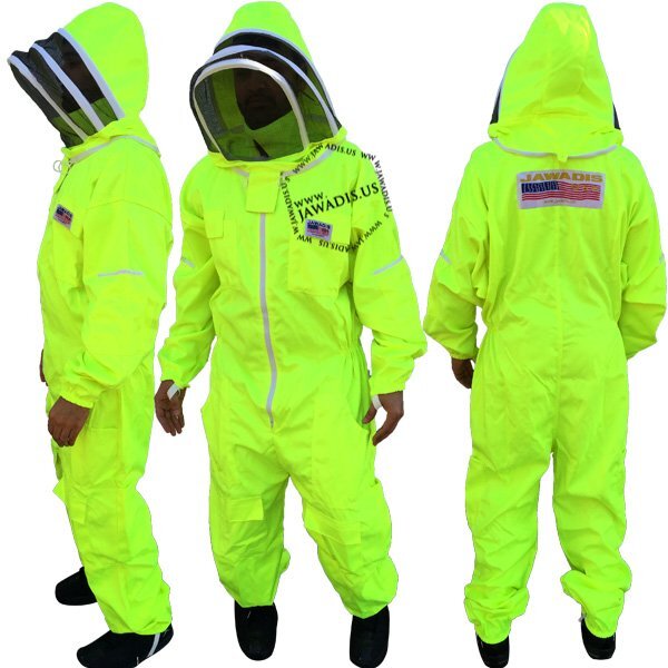 Fluorescent Yellow Full Bee Suit - L Size Beekeeping Protective Gear