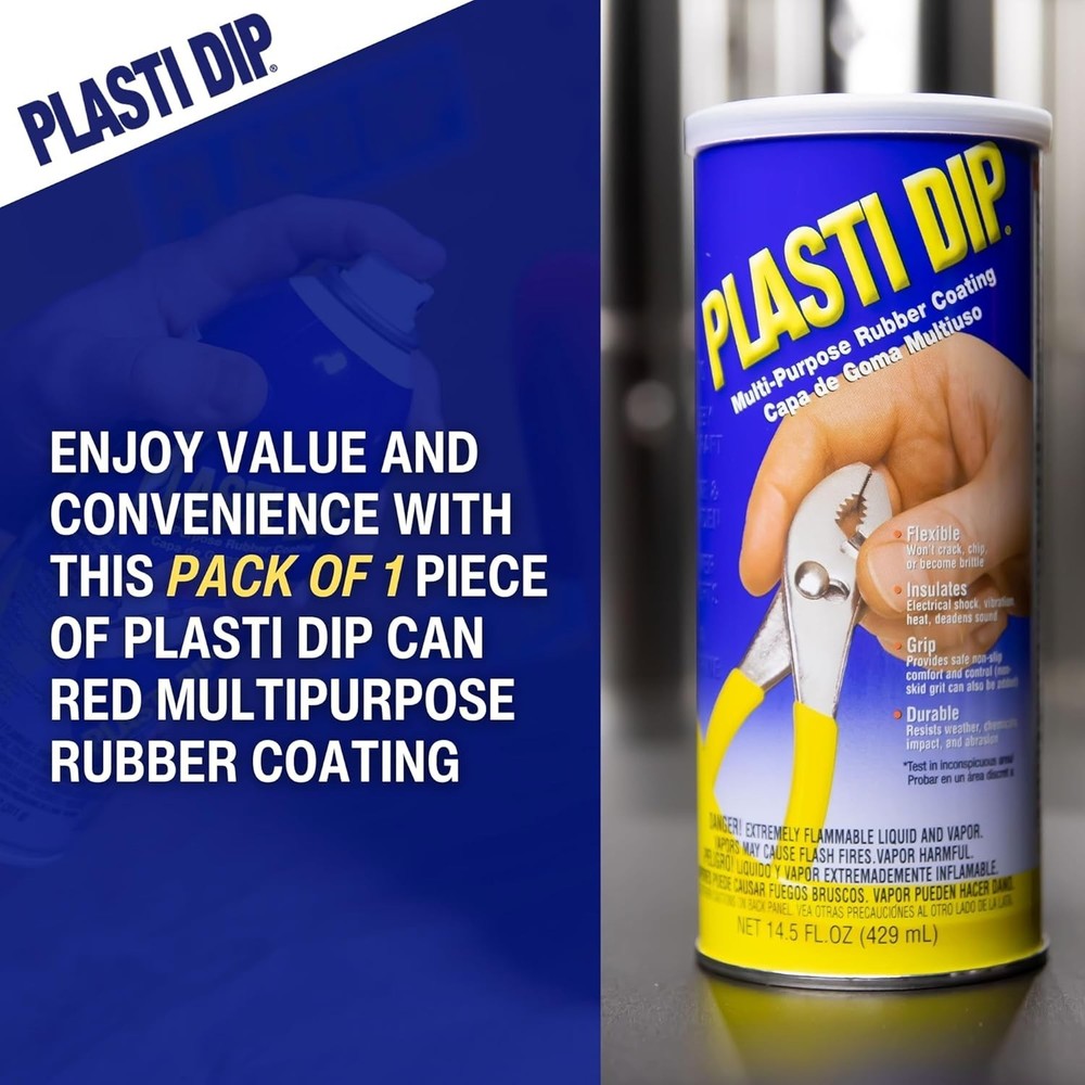 Plasti Dip Red Rubber Coating 14.5oz Tool Grip Handle Protective Coating