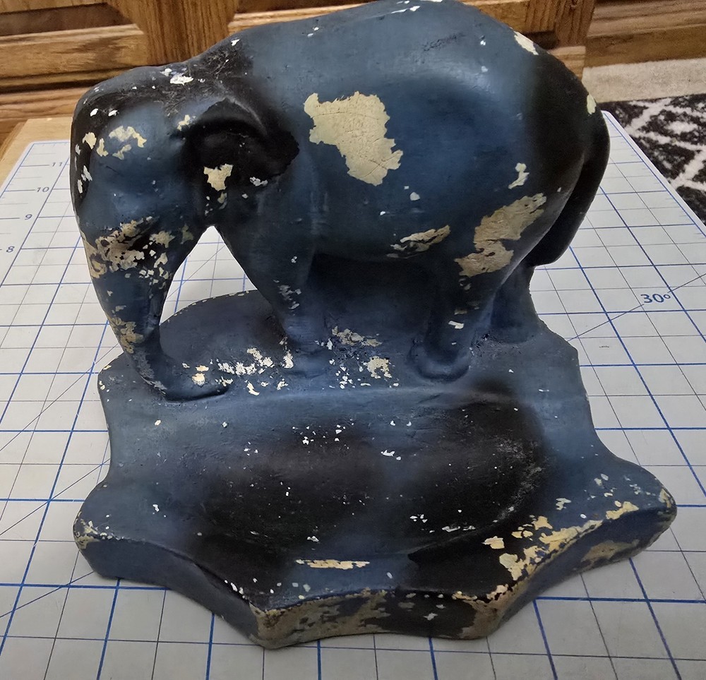 Antique Chalkware Elephant Ashtray-Carnival prize?