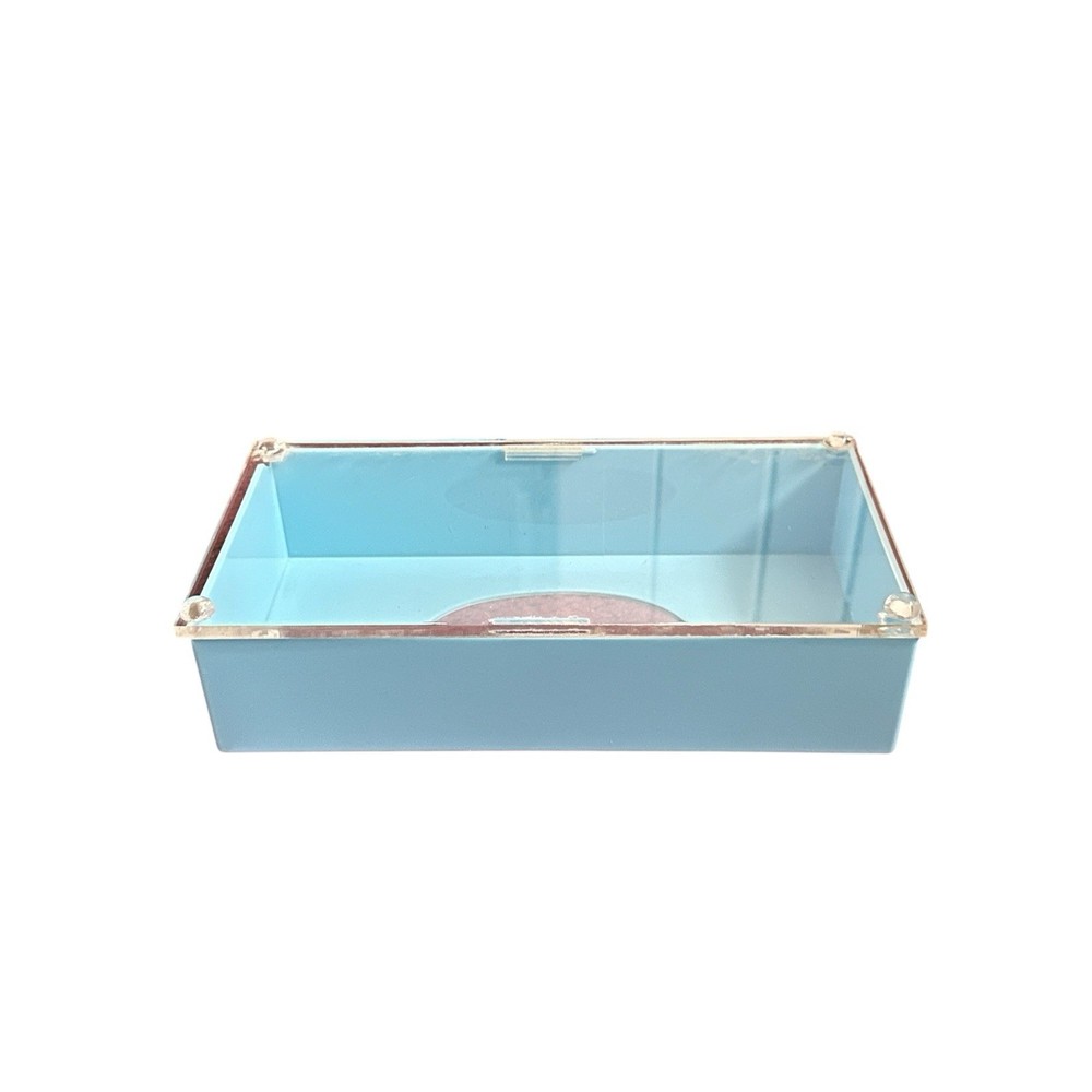 Vintage MCM Lucite Tissue Kleenex Holder Box Sky Blue Rectangular READ