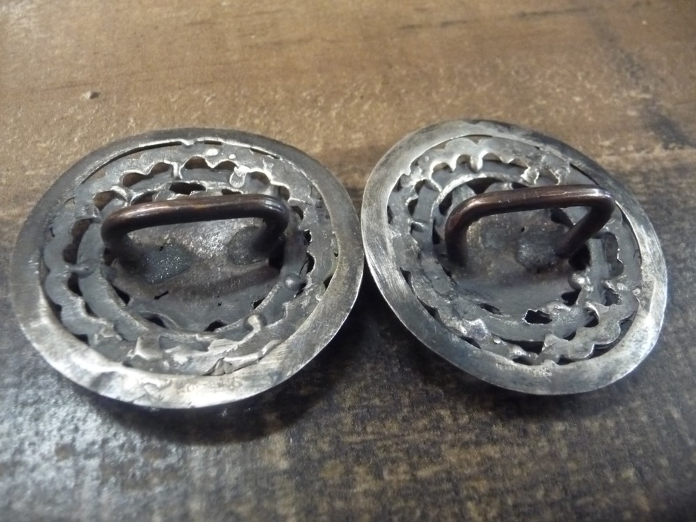1 3/4" pair of Solid Sterling Silver Floral Conchos