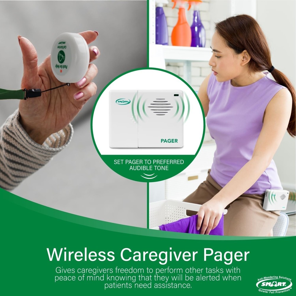 Elderly Fall Prevention Wireless Pager with 300ft Range and 2 Call Buttons