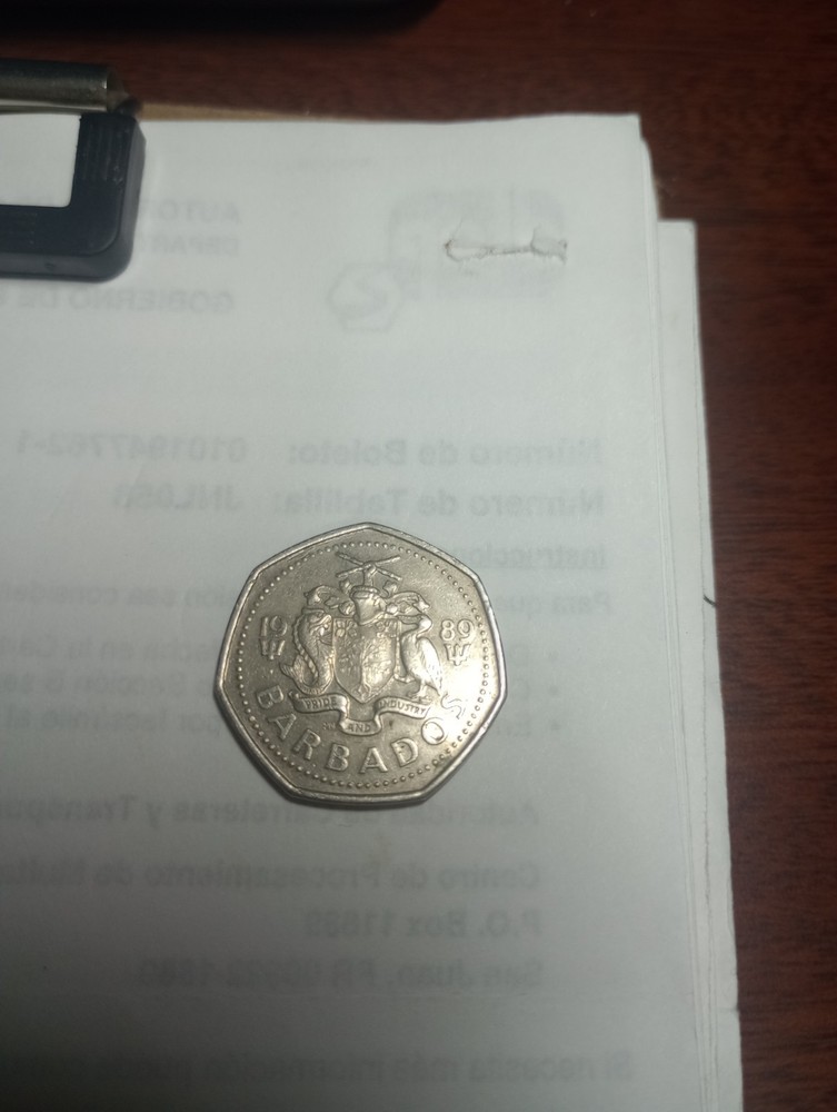 Moneda De Barbados Un Dólar 1989