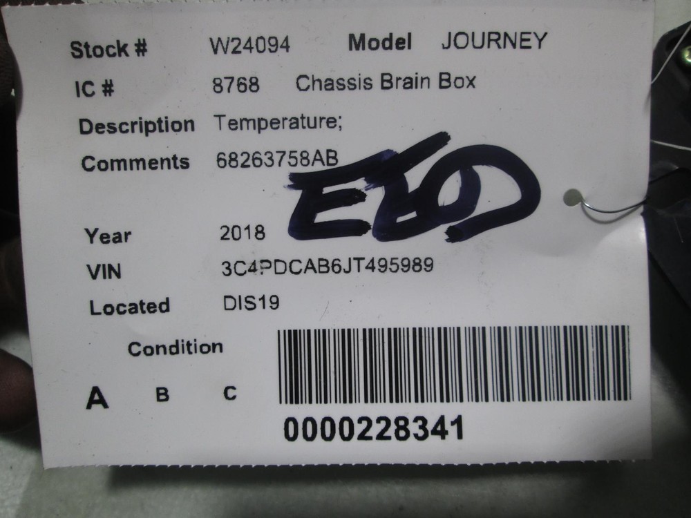 18 DODGE JOURNEY Temperature MODULE 68263758AB