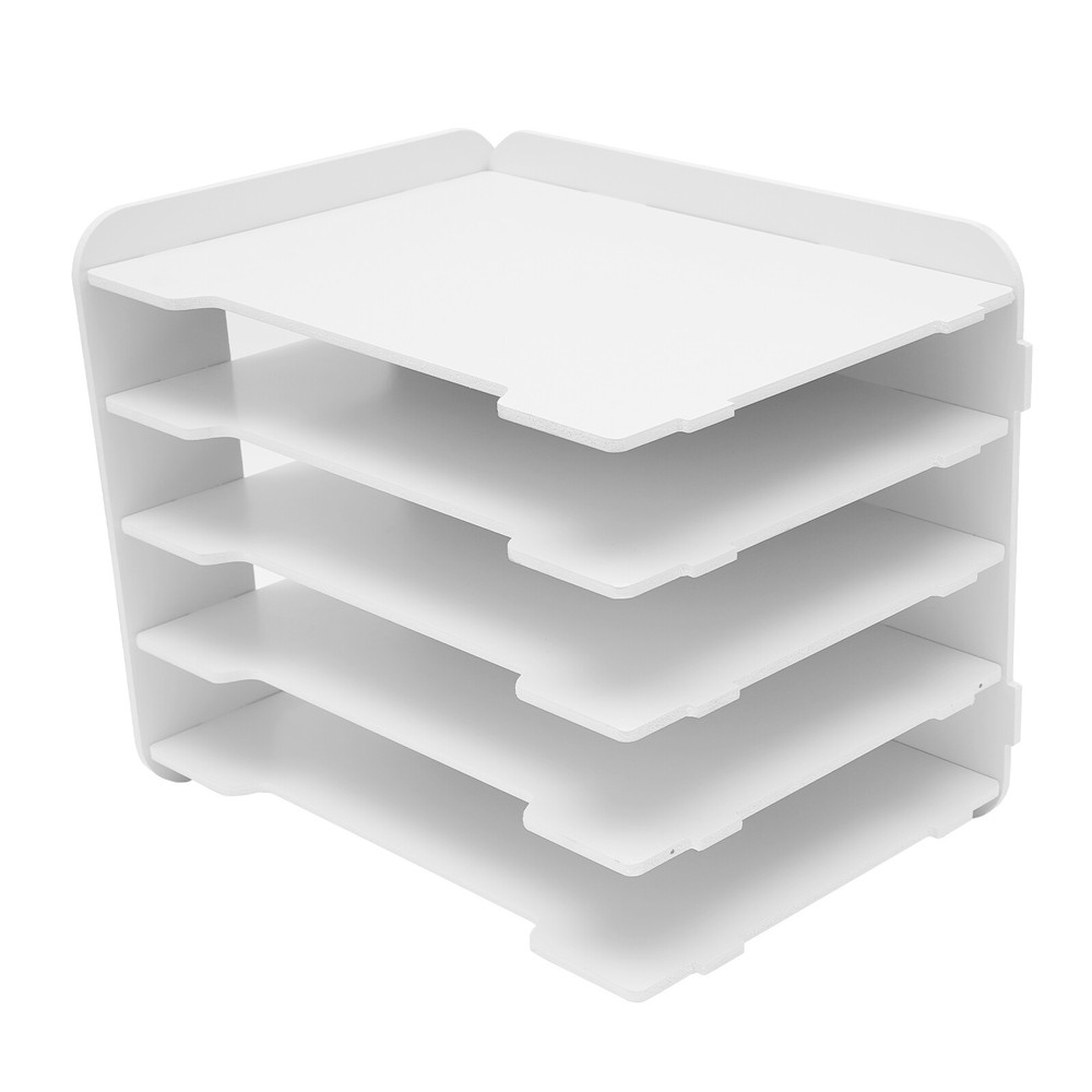 5 Tiers Stackable File Organizer Tray Desk Desktop Paper Document Tray Holder