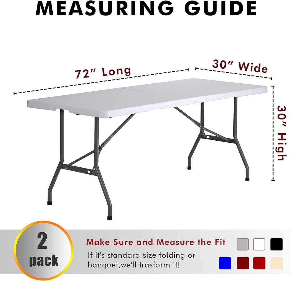 Nasitos 2 Pack Red Fitted Tablecloth Rectangular for 6 Foot 2PACK 6FT,