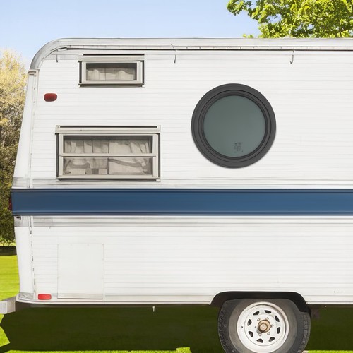 Round Fixed RV Window Venting Window with Trim Ring Replacement Smoke Grey