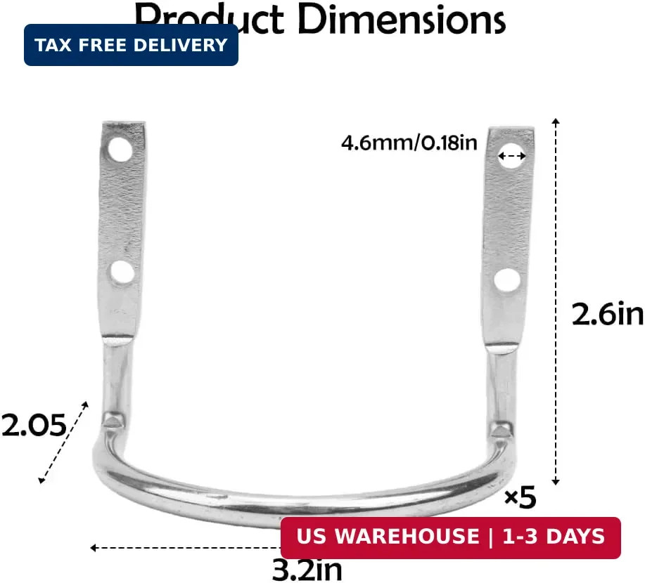 5 Pack Hammer Holder Loop Replacement U Steel Wire Wall Mount Hook, Heavy Duty H