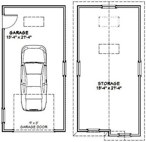 14x28 1-Car Garage -- 791 sq ft -- PDF Floor Plan -- Model 3A