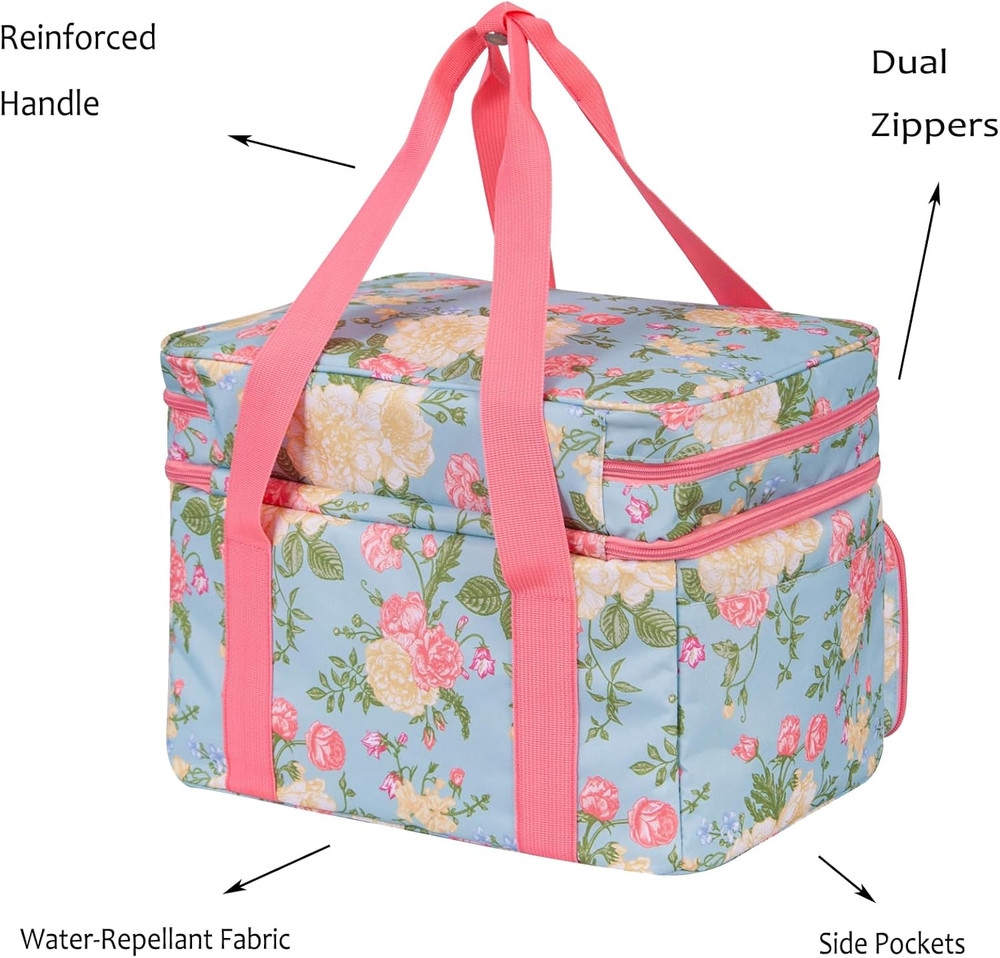 Sewing Accessories Organizer,Double Layer Sewing Storage Organizer Bag with 2 De