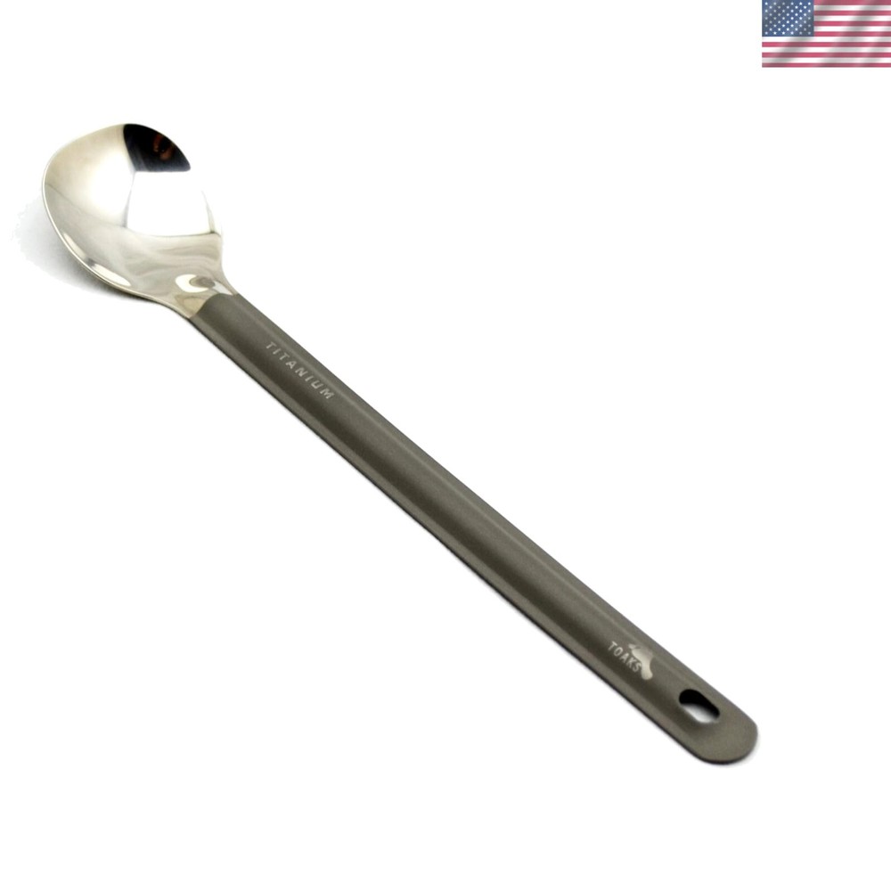 Polished Titanium Spoon with Extra Long Handle - Perfect for Deep Containers