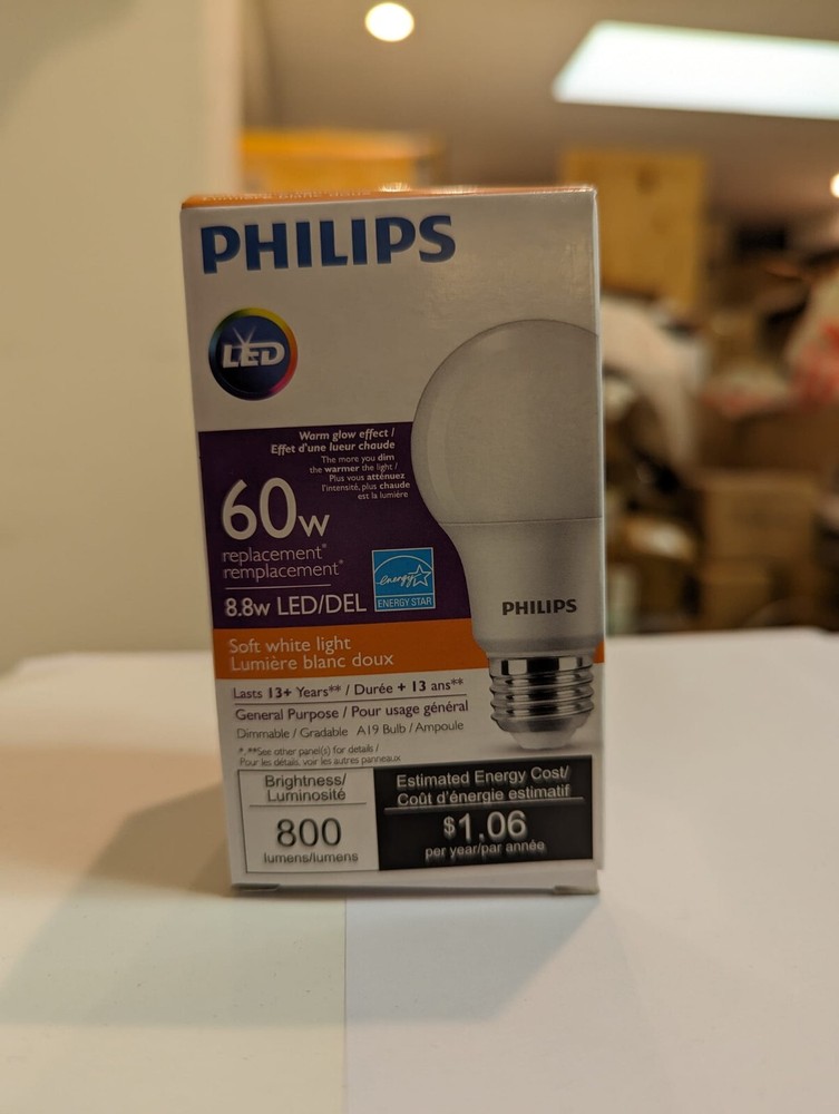 Philips LED Dimmable A19 Light Bulb with Warm Glow Effect 6 pack