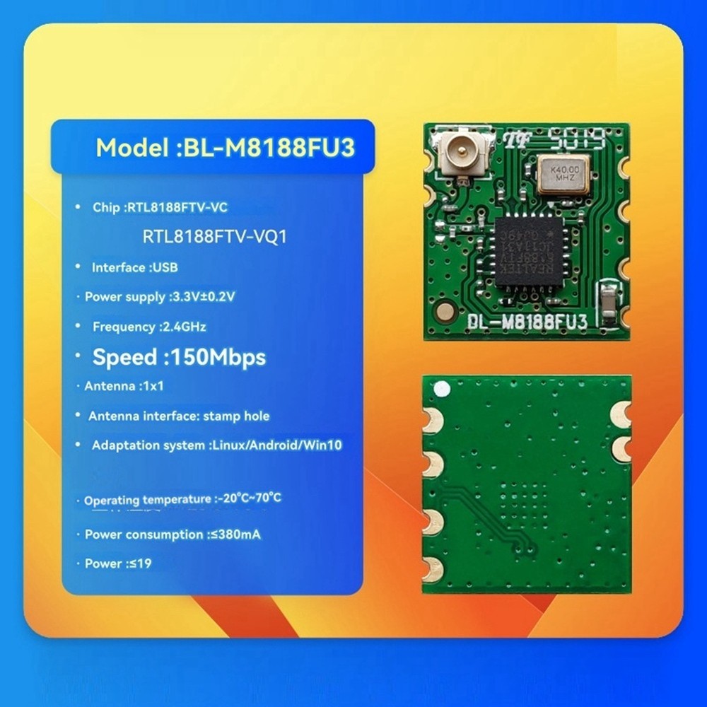 RTL8188FTV WIFI Module with for Linux Android USB Interface 2.4GHz5884