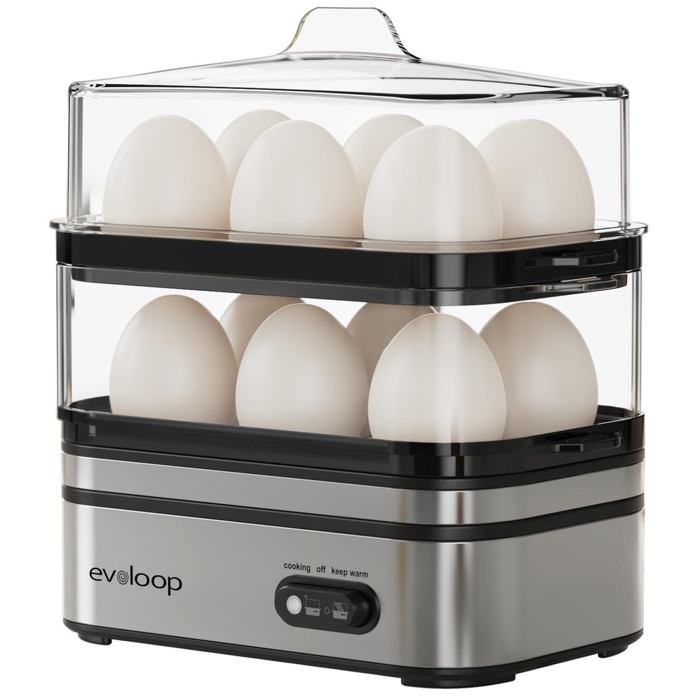Evoloop Rapid Egg Cooker Electric 12 Eggs Capacity, Soft, Medium, Hard Boiled...