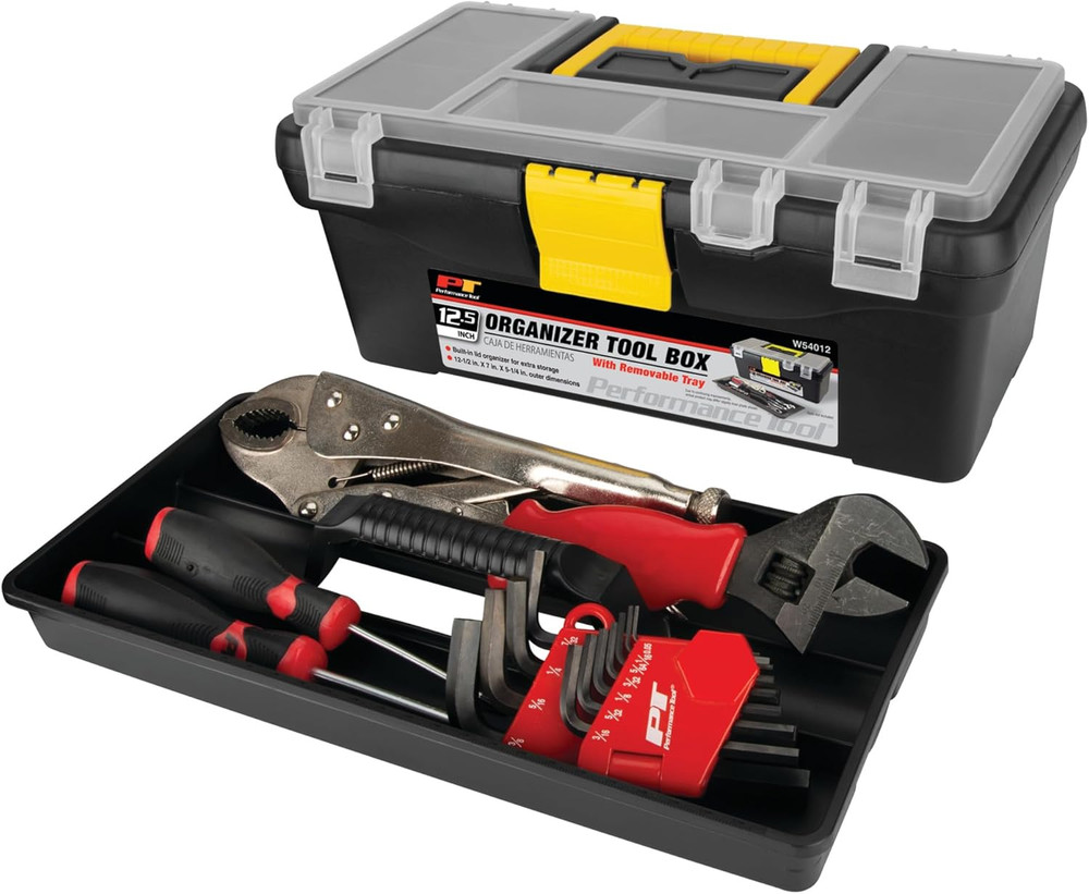 Performance Tool W54012 Heavy Duty Plastic Organizer Tool Box for Workshops and