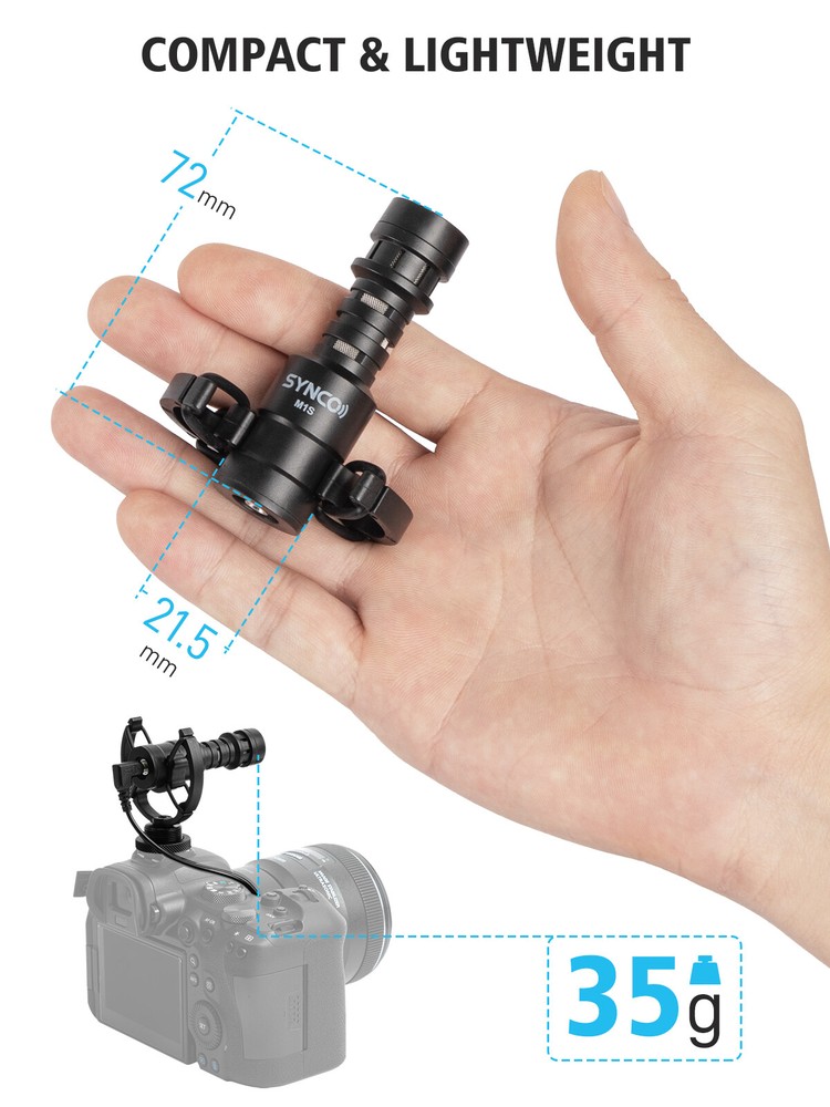 SYNCO Mic-M1S External Video Microphone, For Camera Microphone With Shock Mount