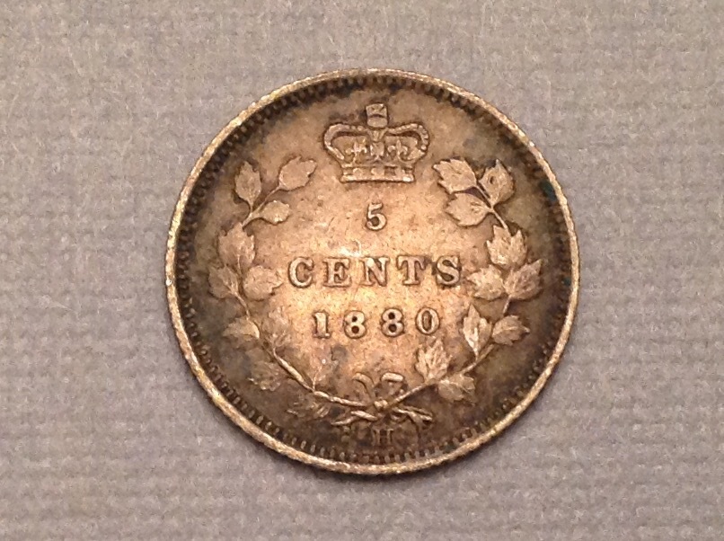 - Canada 1880 H Five (5) Cents Victoria
