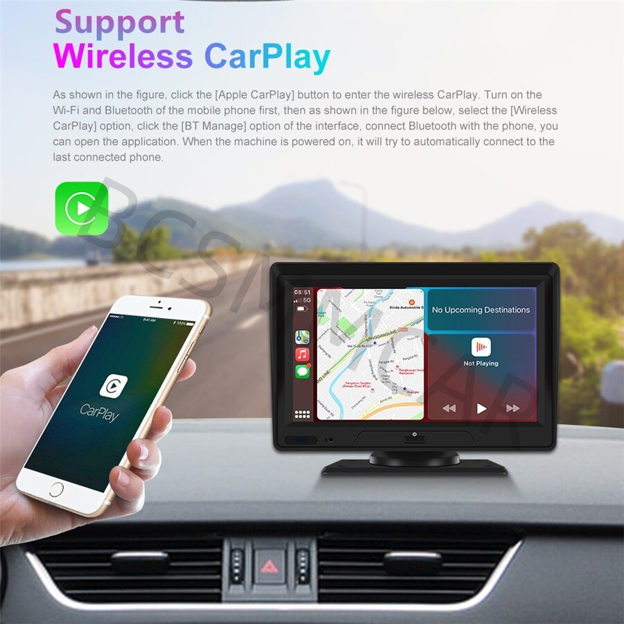 Car Dash Camera For CarPlay Android Auto Navi WIFI 7in Stereo Multimedia Player