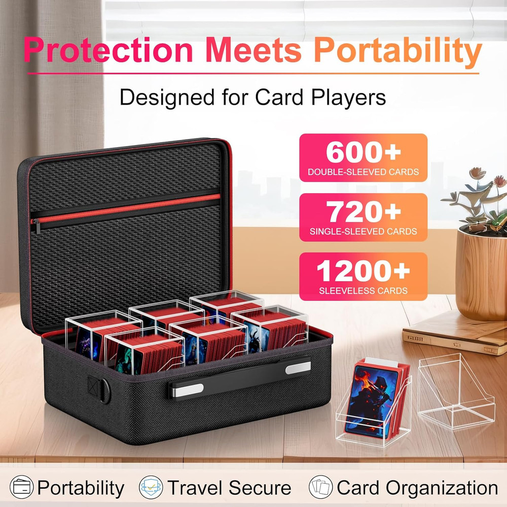 Card Deck Box with Portable Case, 6 Pack Clear Commander Deck Box with 6 Divider