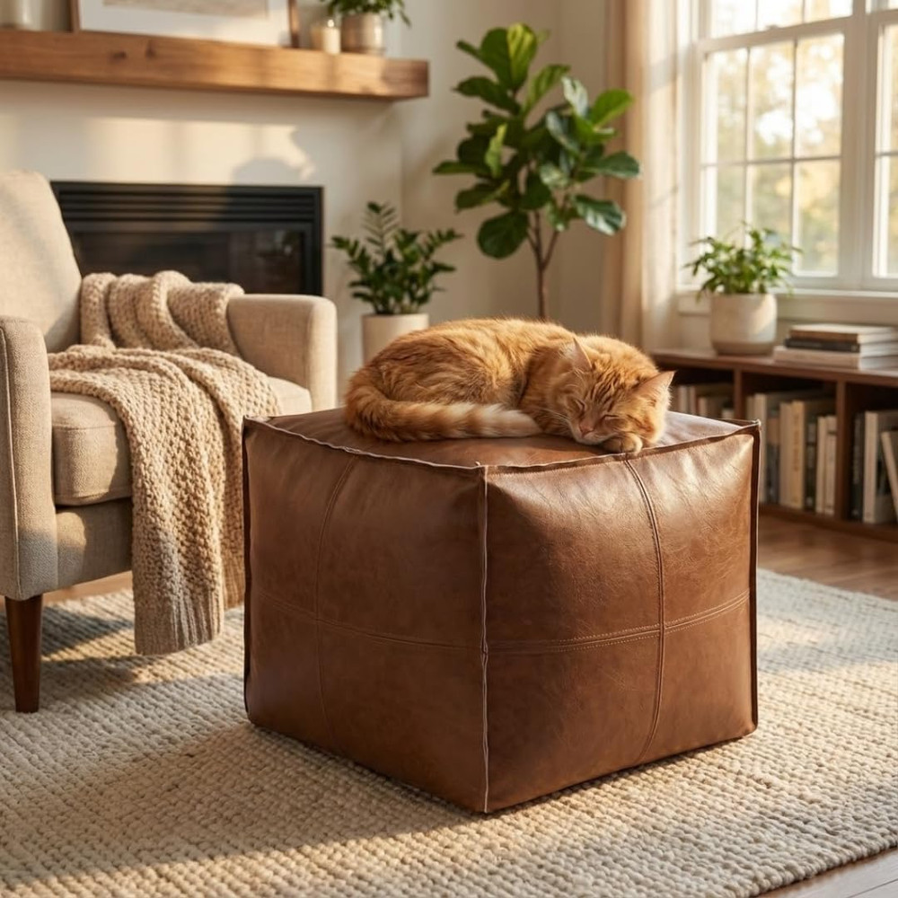 Smart Storage Solution DIY Fillable Storage Ottoman Pouf Stuff Clothes Blankets