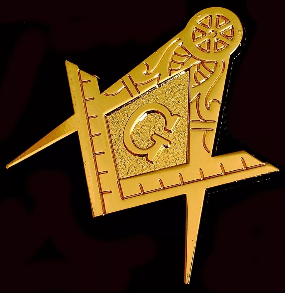 MASONIC EXTRA LARGE Compass & Square GOLDEN Lapel Pin