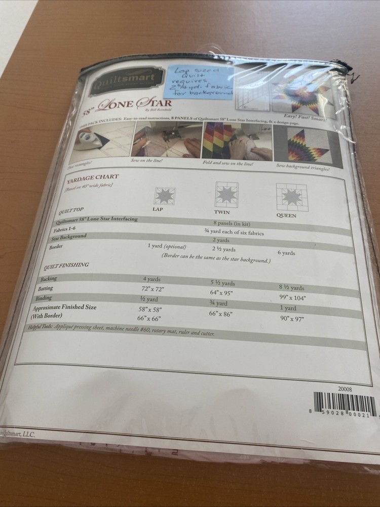 Quiltsmart LONE STAR Printed Interfacing 58" EASY QUILTING!