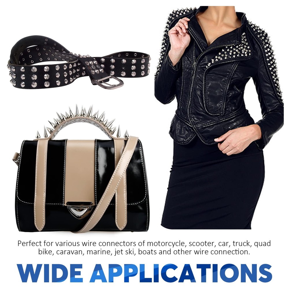 Glarks 98Pcs Silver Mixed Shape Spikes Studs Rivets Kit with Install Tools, Scre