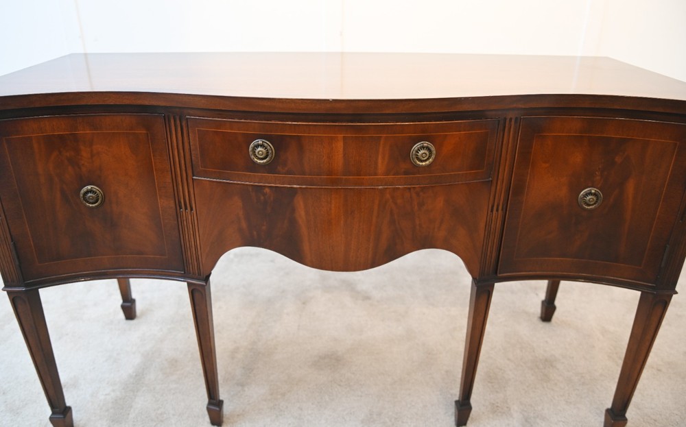 Sheraton Sideboard Mahogany Serpentine Server Buffet 1910