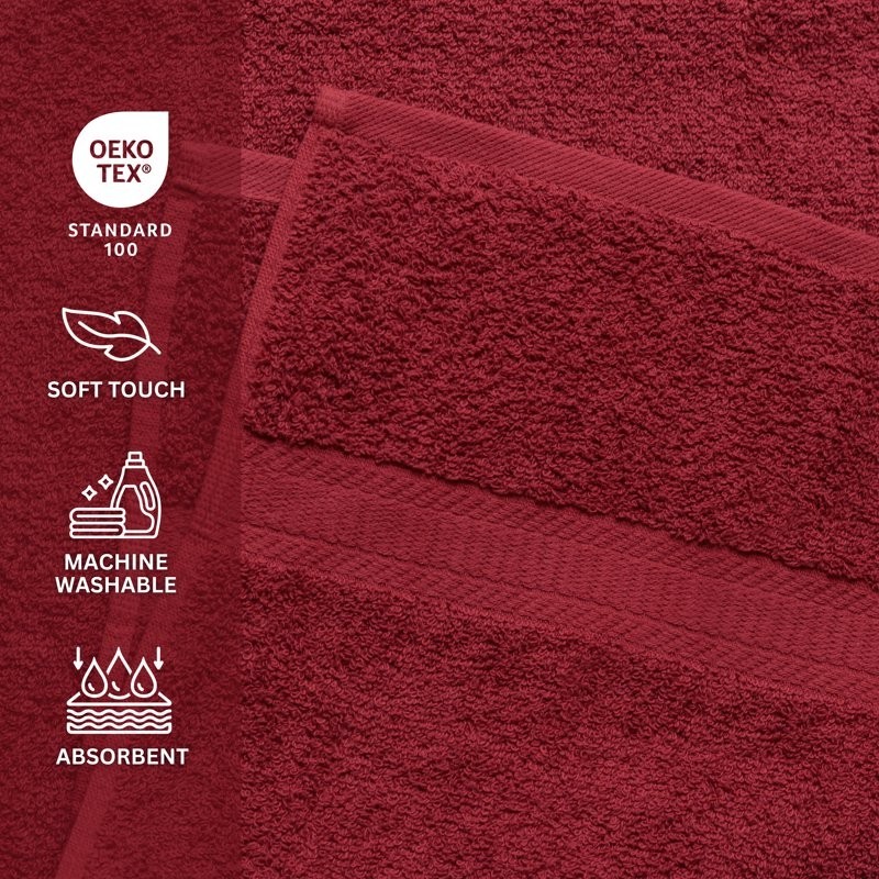 Mainstays Basic Hand Towel, Soft 100% Cotton Red