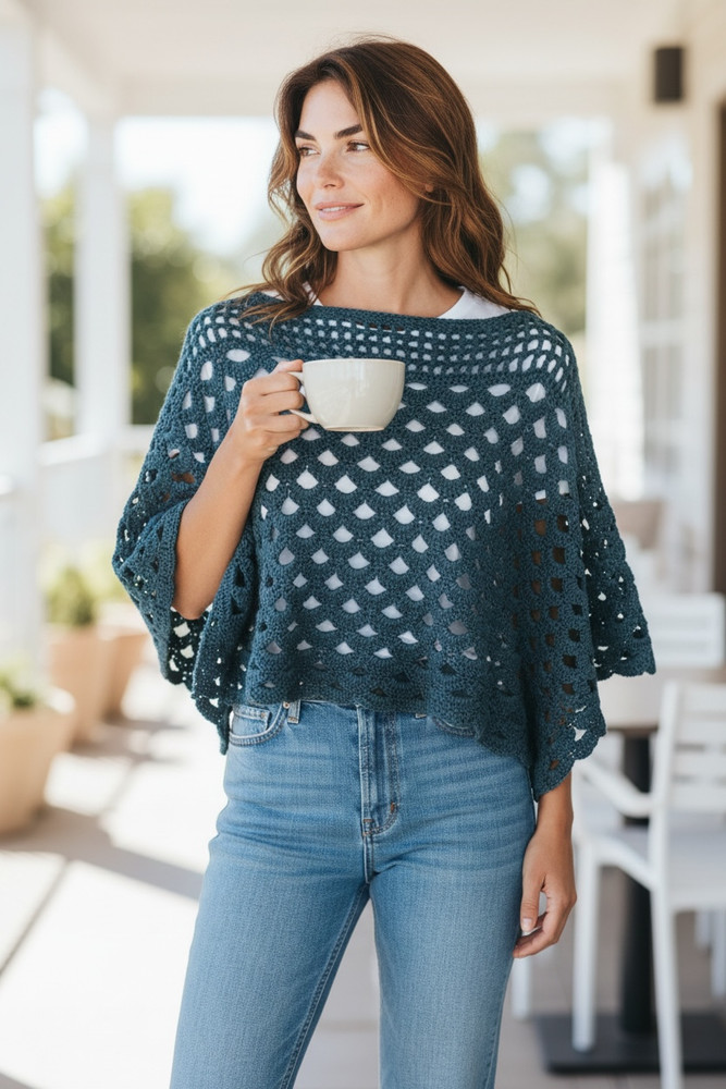 Crochet Blue Cover Top