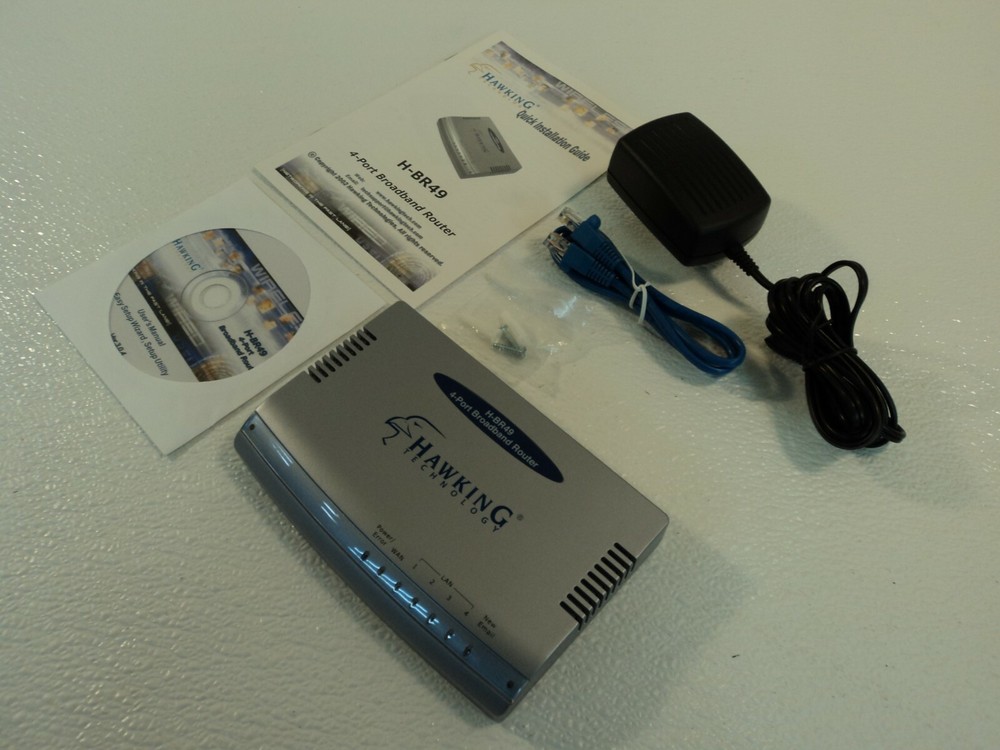 Hawking Technology 4 Port Broadband Router EtherSwitch Gray H-BR49