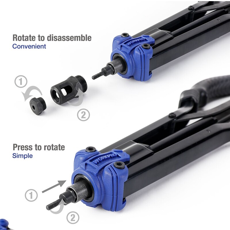 WORKPRO 15" Rivet Nut Tool High Leverage Rivnut Tool with 7 Metric Inch Mandrels