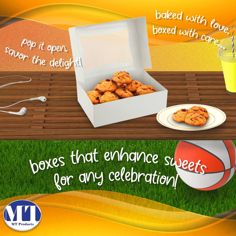 Cupcake Boxes 8" x 5.75" x 2.5" - Auto Pop-Up Bakery Boxes with Window (Pack ...